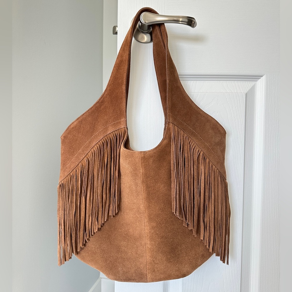 Suede Tan Fringe Tote